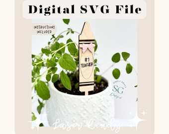 Teacher Pencil Plant Stake SVG: Laser Cut Files for Glowforge (Digital Download