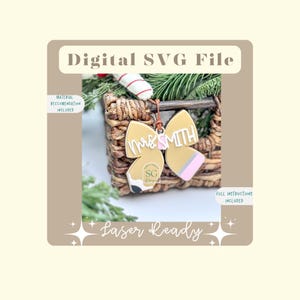 Adorno de lazo para maestro SVG / Adorno de etiqueta de lazo para lápiz SVG / Regalo para maestro SVG / Lazo para lápiz Svg / Adorno navideño para maestro Svg / Regalo para maestro