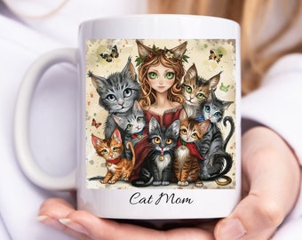 Cat Mom, 11oz Ceramic Mug, Cat Mom Mug, Cat Coffee Mug, Cat Lover Gift, Pet Coffee Mug, Cute Mug, Funny Cat Mug, Gift for Her