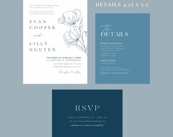 Wedding Invitation Template Blue