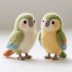 3-Inch Needle Felted Bird, Mini Decor Needle Felted Parrot, Felted Animal Sculpture, Easter Birds Home Decor, Needle Felt Christmas Ornament