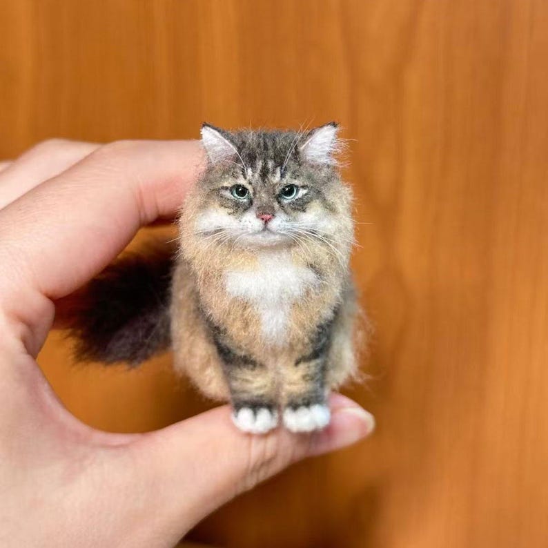 Custom Needle Felted Cat Figurine – Personalized Wool Pet Memorial Sculpture, Cat Loss Sympathy Gift image 9