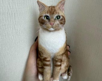 Custom Needle Felted Cat Portrait, Wool Felt Cat Memorial Figurine, Gift For Mum