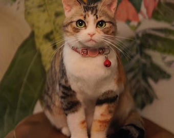 Custom Needle Felted Cat Portrait, Wool Felt Cat Memorial Figurine, Gift For Mum