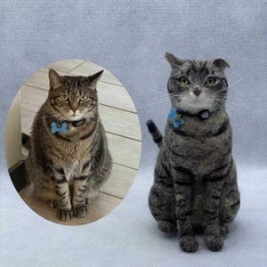 Custom 3D Felt Wool Pet Portrait, Needle Felted Cat Figurine, Wool Felting Cat, Cat Memorial Gifts, Cat Loss Memorial Keepsake