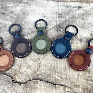 Handmade Leather AirTag Holder - Premium Full-Grain Italian Pueblo Leather