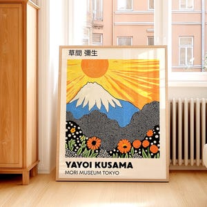 Yayoi Kusama Mount Fuji Print | Japanese Mountain Landscape Poster | Colourful Modern Art for Living Room, Bedroom or Office