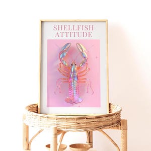 Lobster Art Print - Gallery Wall Art - Dining Room Print - Fish Wall Art - Vintage Wall Decor - Retro Kitchen Wall Art - Pastel Wall Art