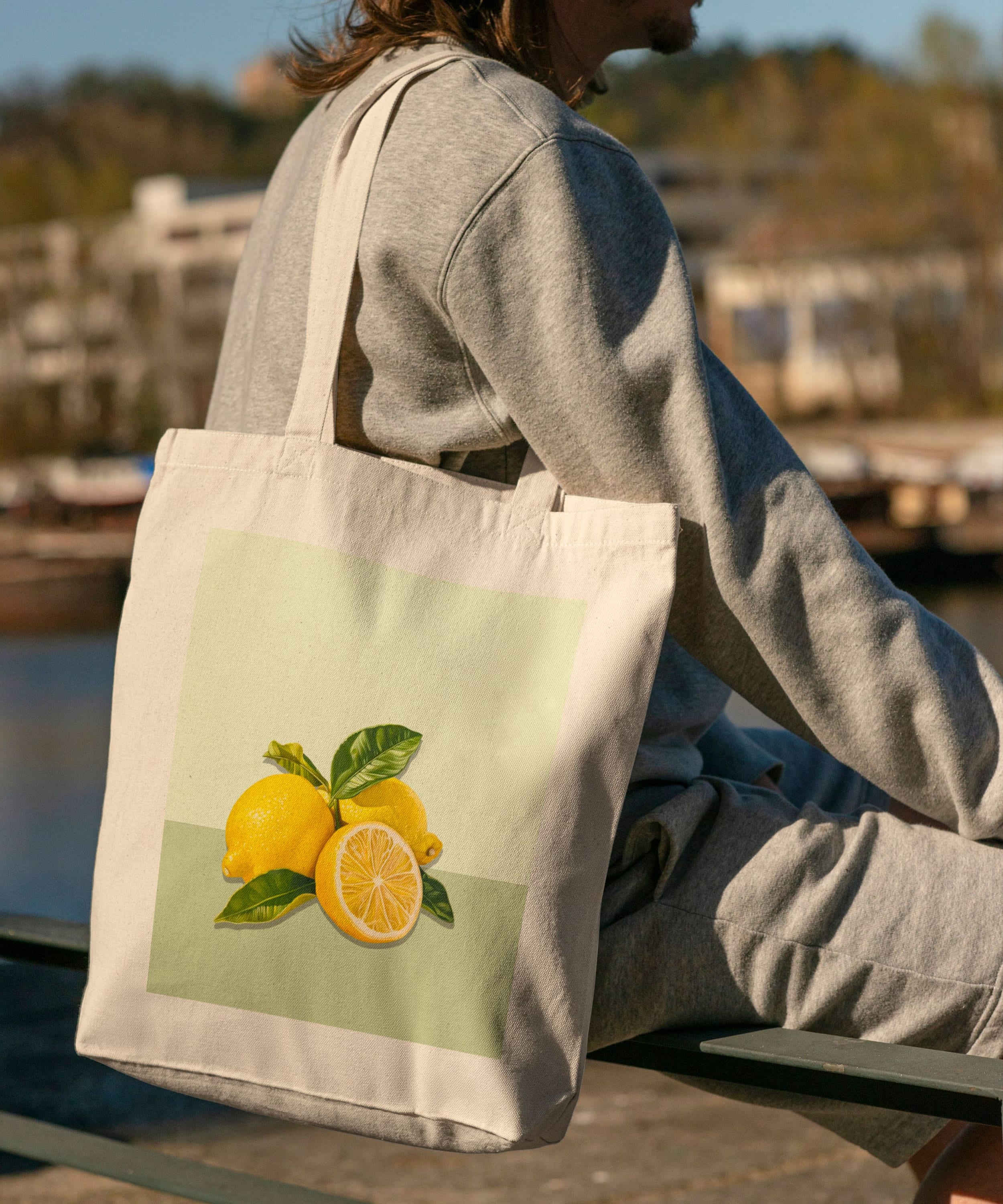 Aesthetic Lemon Tote Bag | Hello Summer | La Dolce Vita Beach Bag