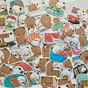 Autocollants Kawaii Ours Panda Stickers Imperméables pour Bouteille d’Eau, Ordinateur, Skateboard, Scrapbooking