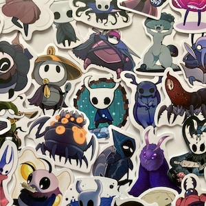Stickers Hollow Knight - Autocollants Étanches de Jeu Vidéo, Graffiti pour Skateboard, Valise, Moto et Bouteille d'Eau