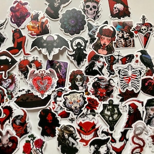 Autocollants Gothiques Crâne & Horreur Stickers Graffiti Esthétiques (Lot de 50) pour Ordinateur, Skateboard, Guitare, Bagages