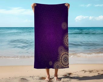 Purple Mandala Beach Towel: Sand Free Microfiber Travel Towel