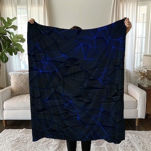Manta abstracta de neón azul: manta suave y afelpada