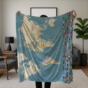 World Map Blanket: Country Flags Throw, Travel Gift