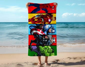 Spiderman & Avengers Beach Towel: Sand Free Microfiber Kids Towel