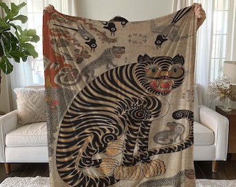 Manta de tigre japonesa: arte oriental, acogedora decoración asiática