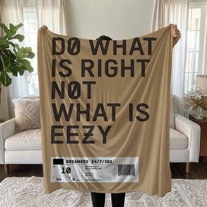Personalized Eezy Sneaker Velveteen Blanket Throw, Custom Label, Sneakerhead Hypebeast Christmas Gift For Him, Boyfriend, Son, BDay