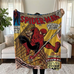 Kocyk Spiderman, Kocyk z kreskówek, Kocyk do pokoju chłopca, Kocyki dziecięce, Prezent dla niego, Prezent dla niej, Kocyk nadający się do prania w pralce, Kocyk do sypialni