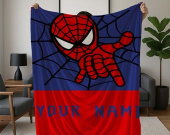 Personalized Spiderman Blanket: Hero Comic Throw, Boys Bedding