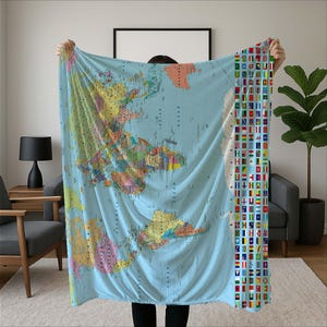 Weltkarte Decke, Kinder Geographie, Lern Geschenk, pädagogisch, Karte werfen, Länder Flaggen, Schul Decke, bunte Karte, lustige Decke