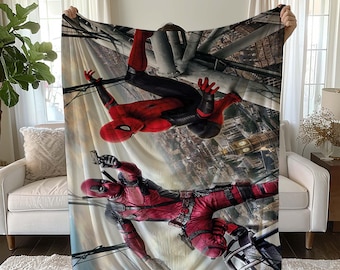 Manta de Deadpool y Spider-Man: acogedora manta para fans