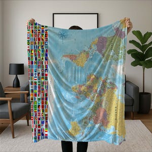 World Map Throw Blanket: Cozy Couch Decor, Travel Gift