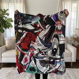 Sneakers Shoes Patterned Blanket, Sneakers, Shoes, Stylish Looking Sneakers Blankets