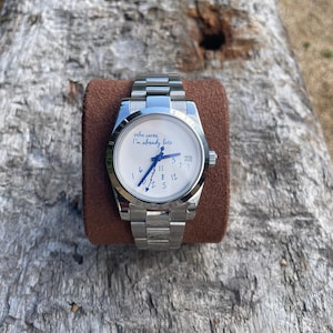 custom "who cares I'm already late" automatic watch polished oyster bracelet
