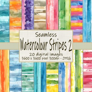 Watercolour Stripes 2 | Digital paper |  Seamless Pattern | Digital Patterns | Digital scrapbooking |Digital download | For commercial use