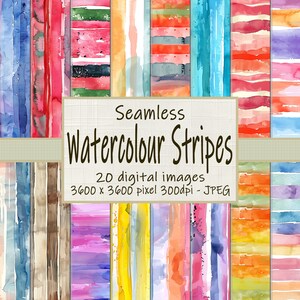 Watercolour Stripes | Digital paper |  Seamless Pattern | Digital Patterns | Digital scrapbooking |Digital download | For commercial use