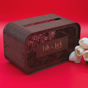 Boîte pour cartes de mariage rustique personnalisée avec fente - Souvenir en bois personnalisé pour enveloppes et cadeaux, décoration bohème pour la célébration des jeunes mariés