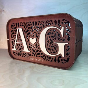 Caja rústica personalizada para tarjetas de boda con ranura: caja de regalo de madera personalizada para sobres y deseos, decoración de boda bohemia, tarjetero para recepción