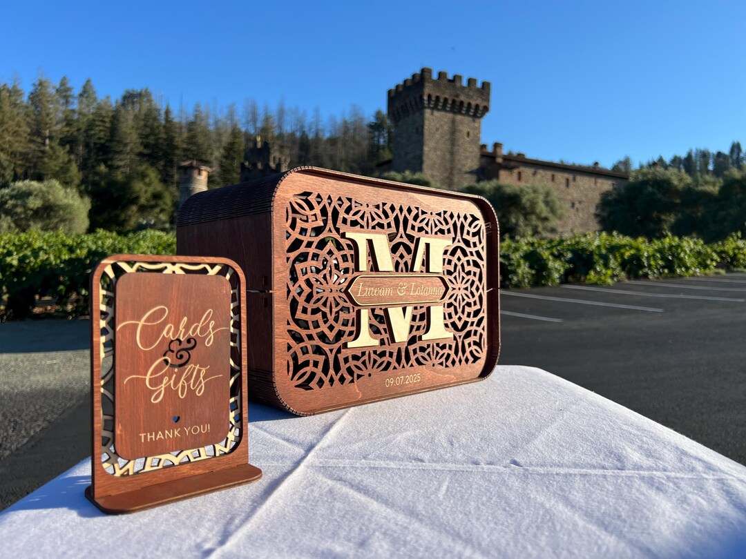 Personalized Rustic Wedding Card Box Custom Wooden Money Gift Holder ...