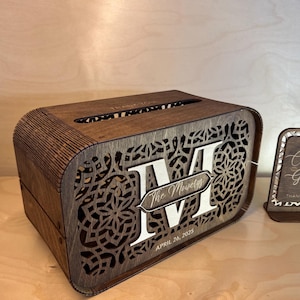 Personalized  Wedding Card Box with Slot, Rustic Wedding Gift Box, Custom Wooden Card Box, Personalized Wedding Gift, Boho Wedding Decor