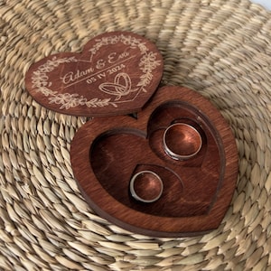 Personalized Heart Wooden Ring Box: Engraved Wedding Keepsake