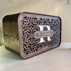 Custom Wooden Wedding Card Box with Slot – Rustic Boho Wedding Gift Box, Personalized Card Holder for Reception, Bridal Shower Decor