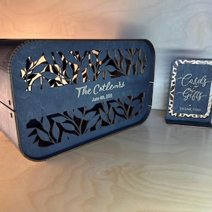 Caixa de presente de madeira rústica para cartões e envelopes, decoração boho personalizada para casamento, lembrança de noiva única