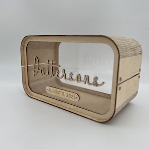 Personalized Wedding Card Box for Rustic Wedding Decor, Wooden Drop Box with Slot for Cards and Envelopes, Unique Anniversary Gift for Her