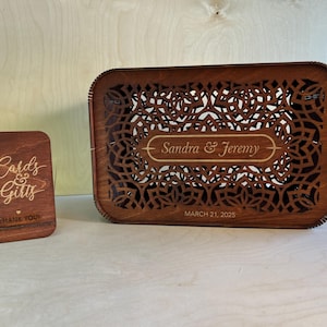 Personalized  Wedding Card Box with Slot, Rustic Wedding Gift Box, Custom Wooden Card Box, Personalized Wedding Gift, Boho Wedding Decor