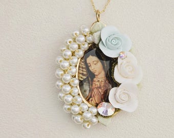 Our Lady of Guadalupe Pendant | Devotional Catholic Necklace | Gold Plated Chain