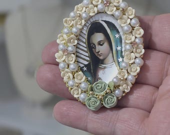 Our Lady of Guadalupe Pendant | Catholic Gift for Women | Religious Jewelry | Devotional | Christian Necklace | Gold Plated Chain Incl