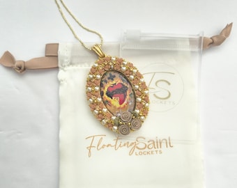 Sacred Heart Pendant | Catholic Gift for Women | Religious Jewelry | Devotional | Christian Necklace
