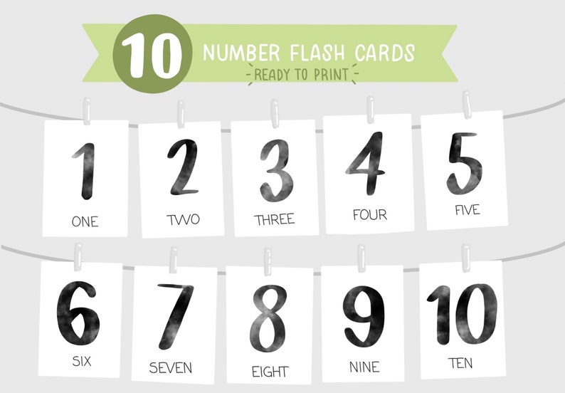 Number Flash Cards, 110. Visual Learning Guide, Kindergarten and
