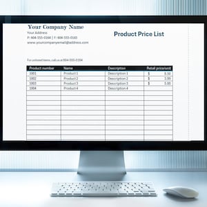 Modelo de Lista de Preços, Excel. Planilha em Excel para Produtos e Serviços. Lista de Preços Empresariais Editável.
