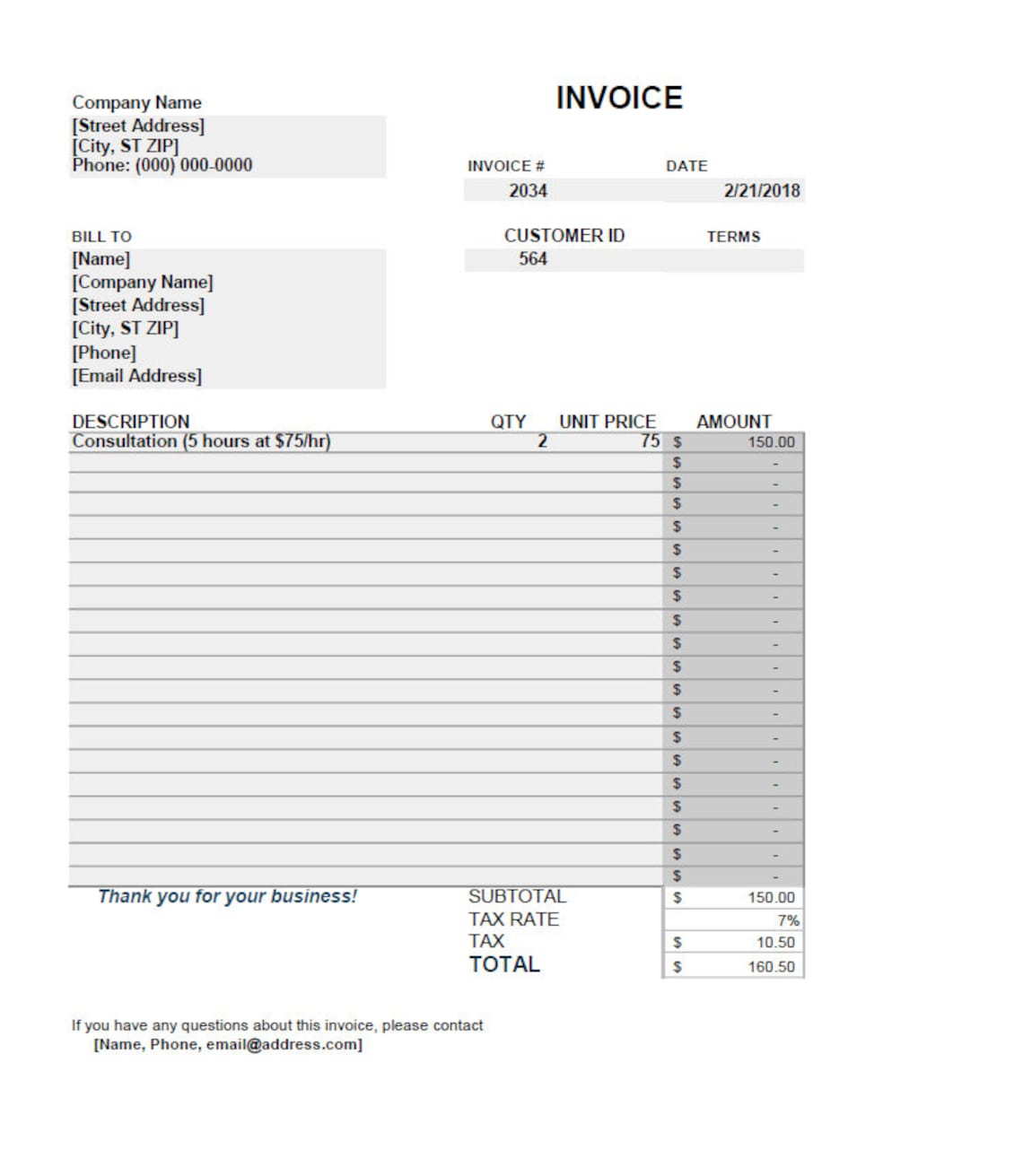 Invoice Template Modern and Professional Invoice Microsoft EXCEL ...