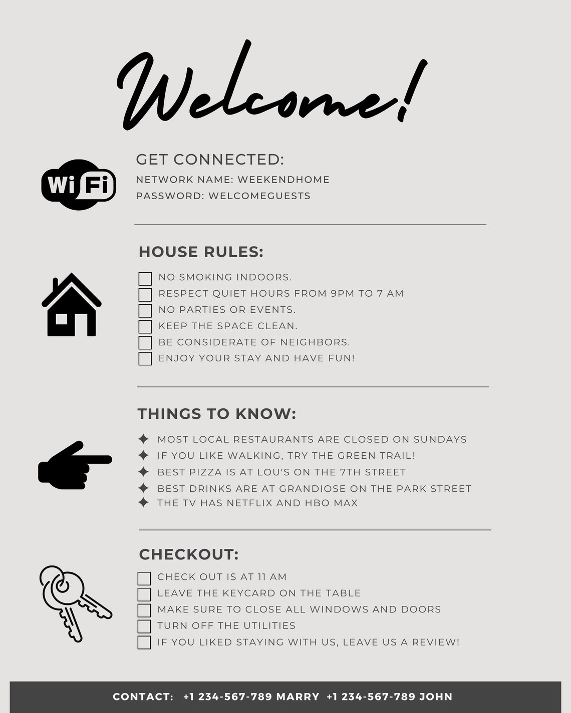 Editable Vacation House Rules Sign Instant Download Airbnb Template