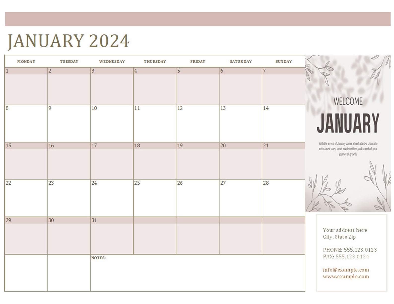Digital Monthly Calendar 2024 2025 2026. Excel, Task Planner