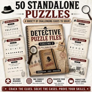 Archivos de acertijos detectivescos Volumen 2 / 50 casos de lógica intermedia (descarga digital)
