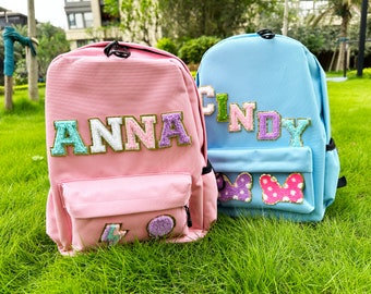 Nylon Backpack,Personalized Kids backpack,Letter Backpack,Back to school,Personalized Backpack,Chenille Patch Backpack,Custom Nylon Backpack